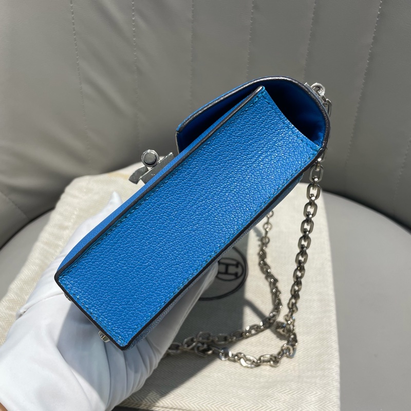 🌈Hermes💙Mini Verrou💙坦桑尼亞藍色銀扣🌈99新🌟miniverrou🌟Verrou🌟愛馬仕🌟-3