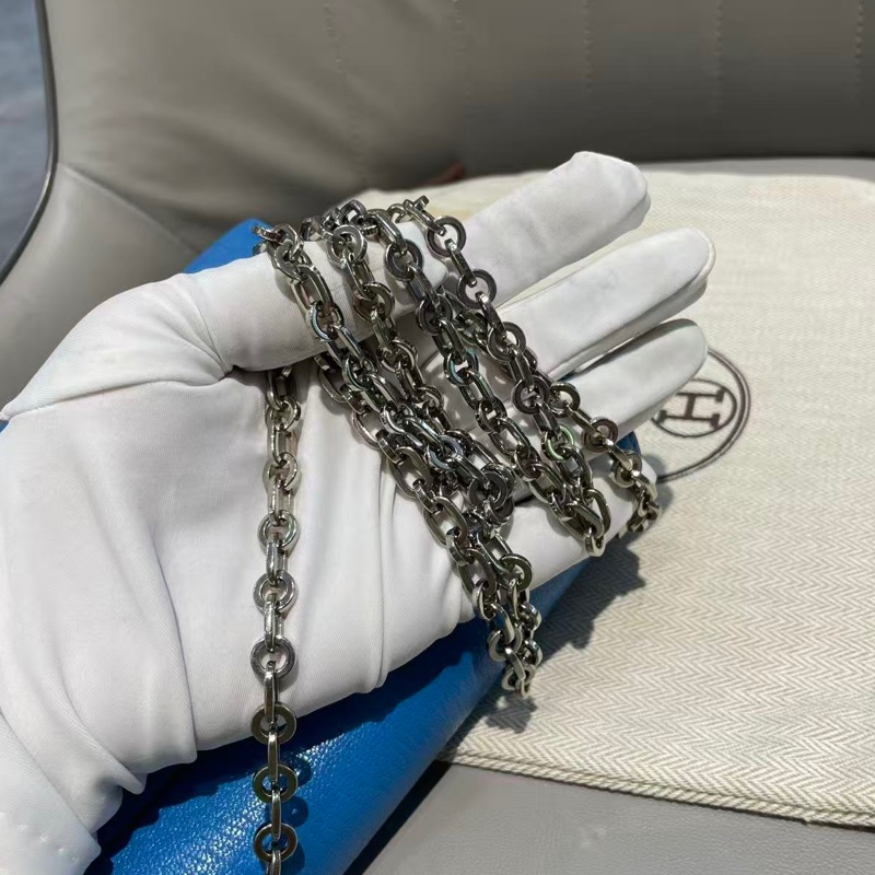 🌈Hermes💙Mini Verrou💙坦桑尼亞藍色銀扣🌈99新🌟miniverrou🌟Verrou🌟愛馬仕🌟-6