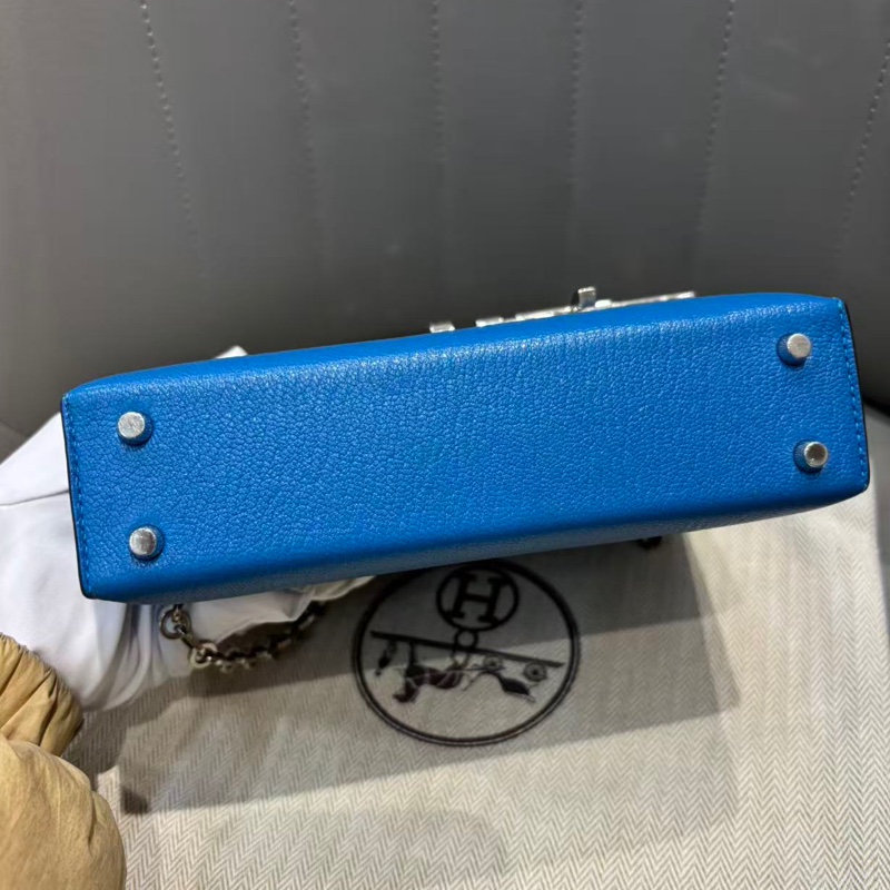 🌈Hermes💙Mini Verrou💙坦桑尼亞藍色銀扣🌈99新🌟miniverrou🌟Verrou🌟愛馬仕🌟-8