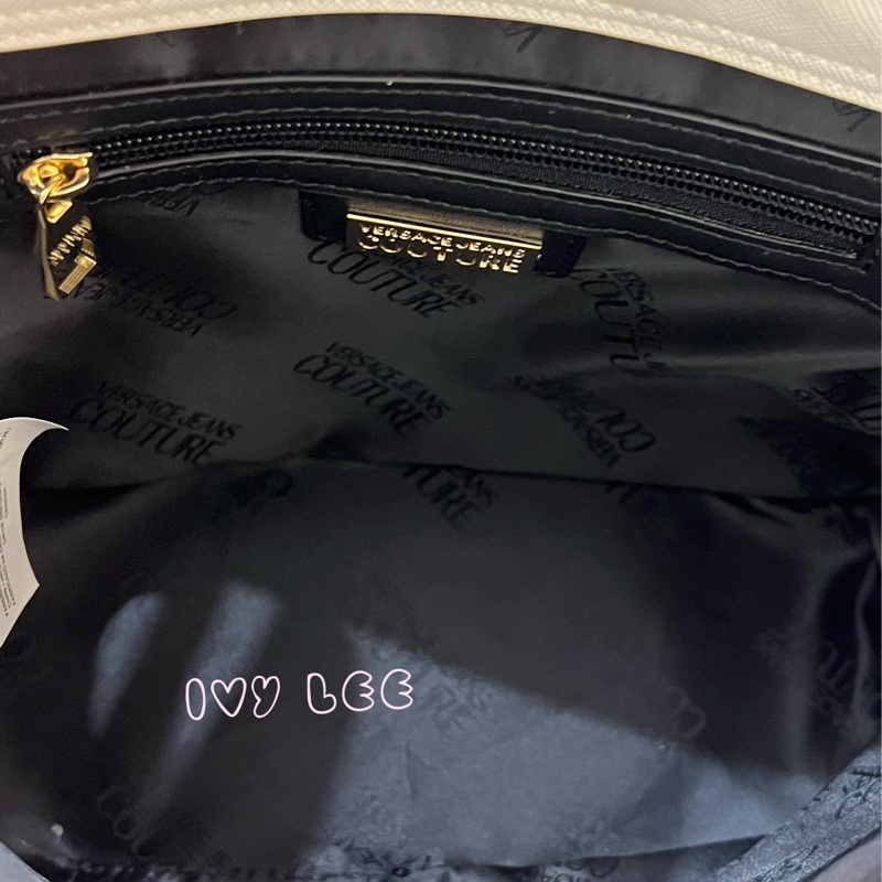 Versace Jeans Couture 白巴洛克絲巾74VA4BAD水桶包 金鍊條 斜背包 肩背包 正品 二手精品-9