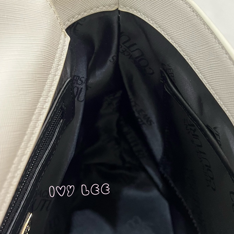 Versace Jeans Couture 白巴洛克絲巾74VA4BAD水桶包 金鍊條 斜背包 肩背包 正品 二手精品-10