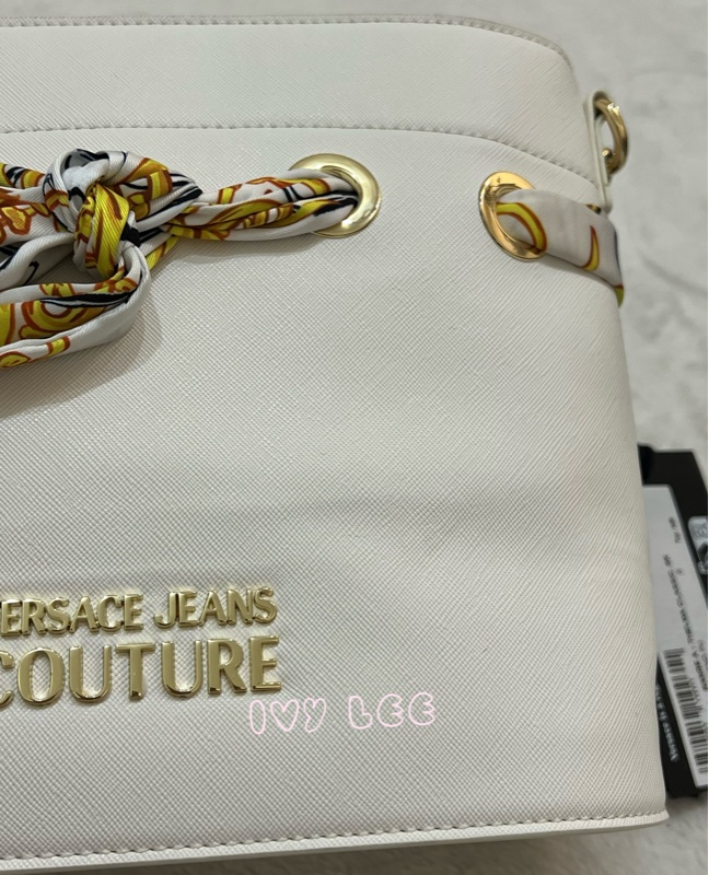 Versace Jeans Couture 白巴洛克絲巾74VA4BAD水桶包 金鍊條 斜背包 肩背包 正品 二手精品-27