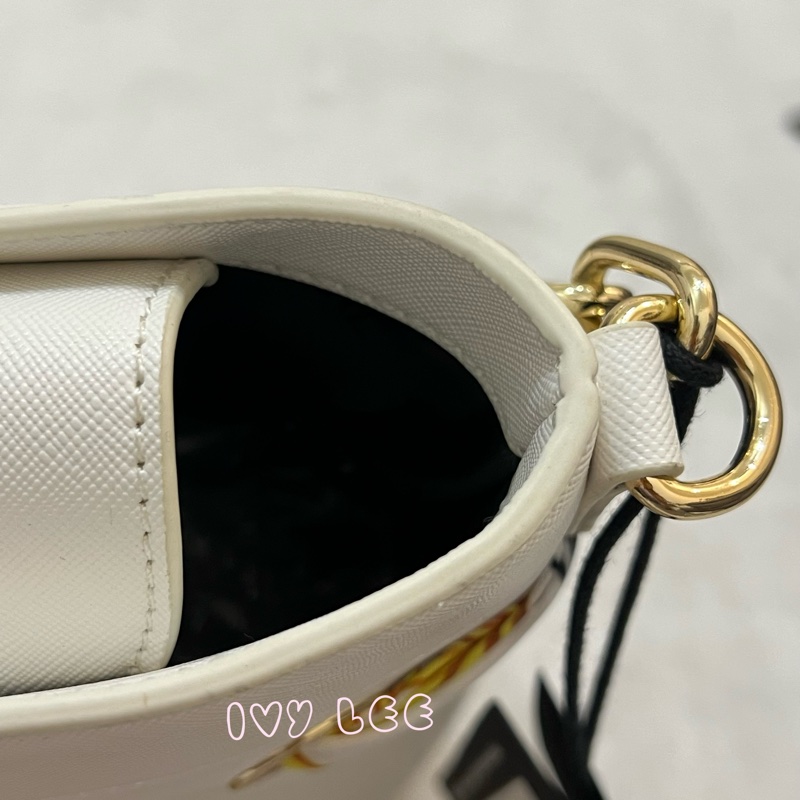 Versace Jeans Couture 白巴洛克絲巾74VA4BAD水桶包 金鍊條 斜背包 肩背包 正品 二手精品-5