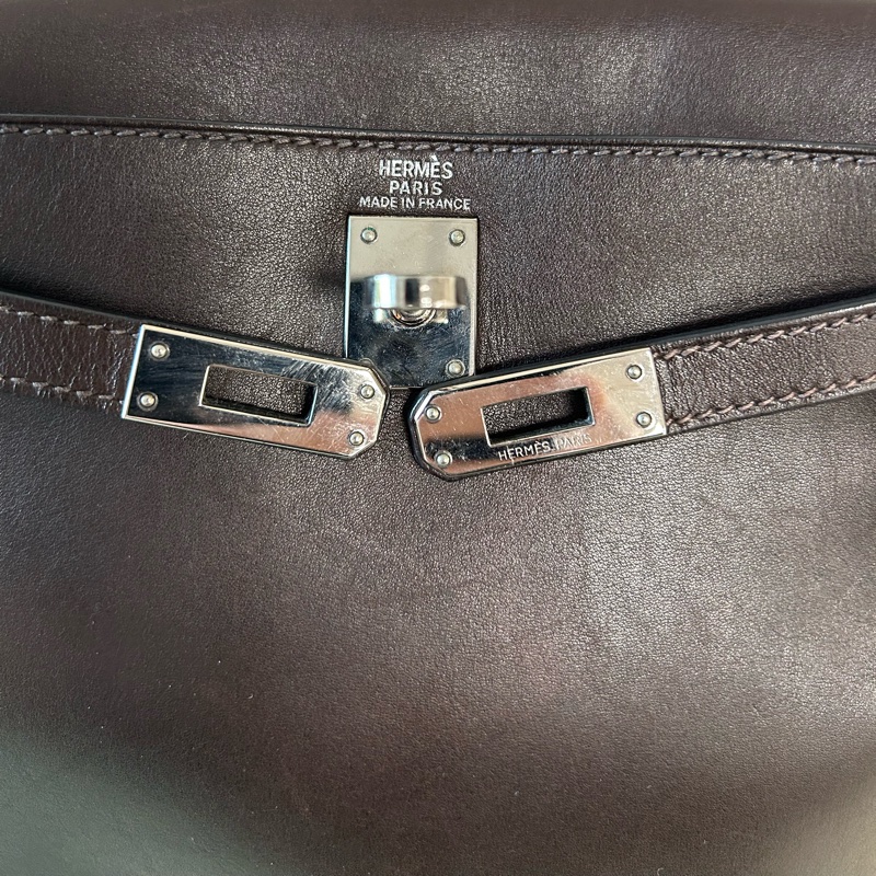 Hermes kelly ado 巧克力色銀扣-1