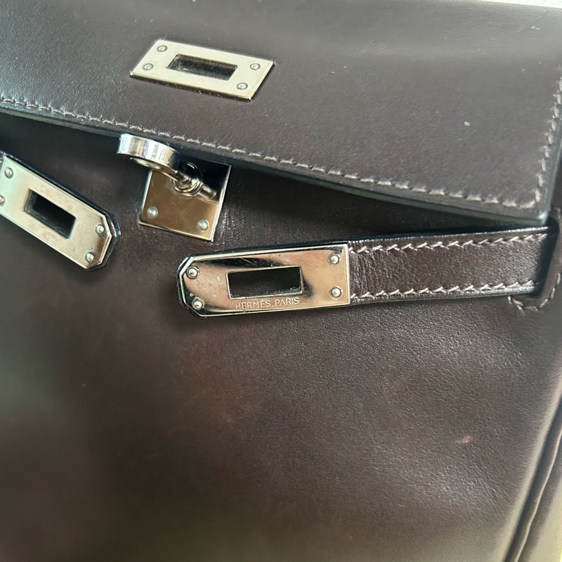 Hermes kelly ado 巧克力色銀扣-12