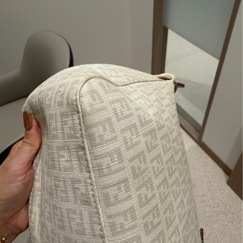 Fendi Zucchino Mama PVC 白 銀鍊 法棍包 肩背包 側背包 手提包-18