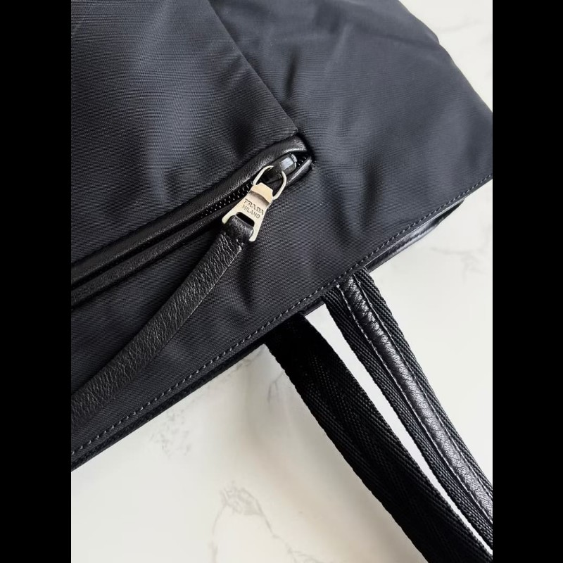 【LA LUNE】絕版中古包 Prada 黑色拼皮經典托特包 單肩包 側背包 古董包 復古包-1