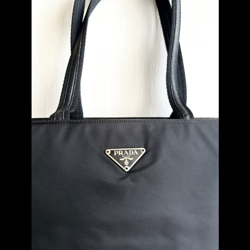 【LA LUNE】絕版中古包 Prada 黑色拼皮經典托特包 單肩包 側背包 古董包 復古包-3