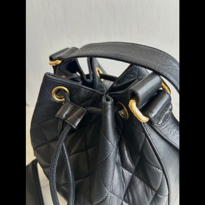 【LA LUNE】絕版中古包 Chanel古董黑色水桶包 側背包 單肩包 斜背包 二手包-4