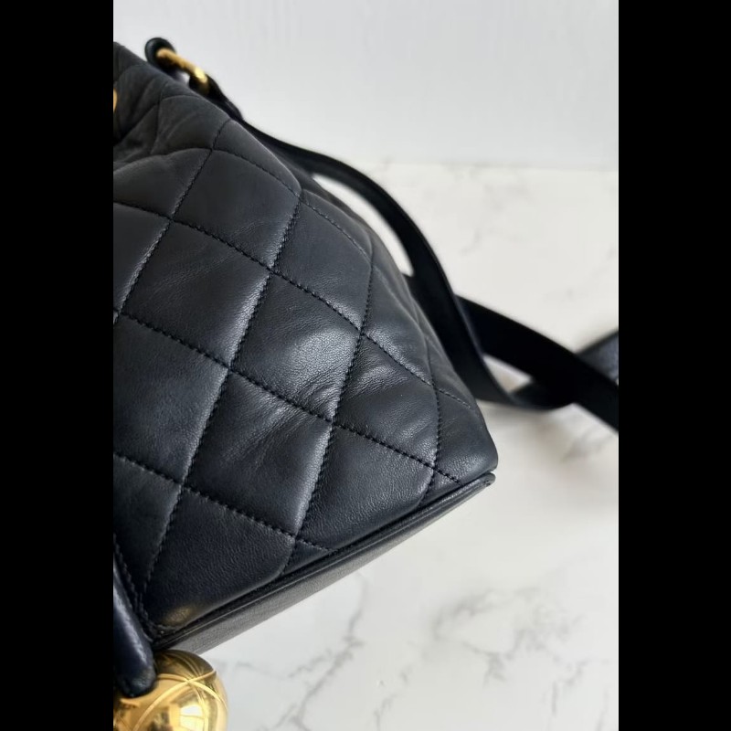 【LA LUNE】絕版中古包 Chanel古董黑色水桶包 側背包 單肩包 斜背包 二手包-5