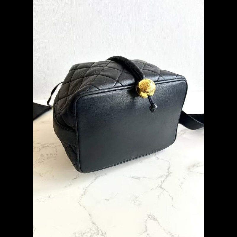 【LA LUNE】絕版中古包 Chanel古董黑色水桶包 側背包 單肩包 斜背包 二手包-7