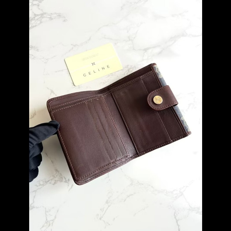 【LA LUNE】絕版古董包 Celine 牛仔藍凱旋門短夾 銀包 皮夾 中古包 二手包-4