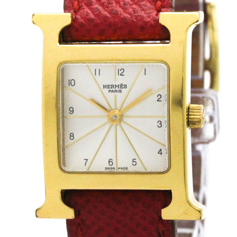 愛馬仕 H 系列鍍金皮革石英女士腕錶 HH1.201