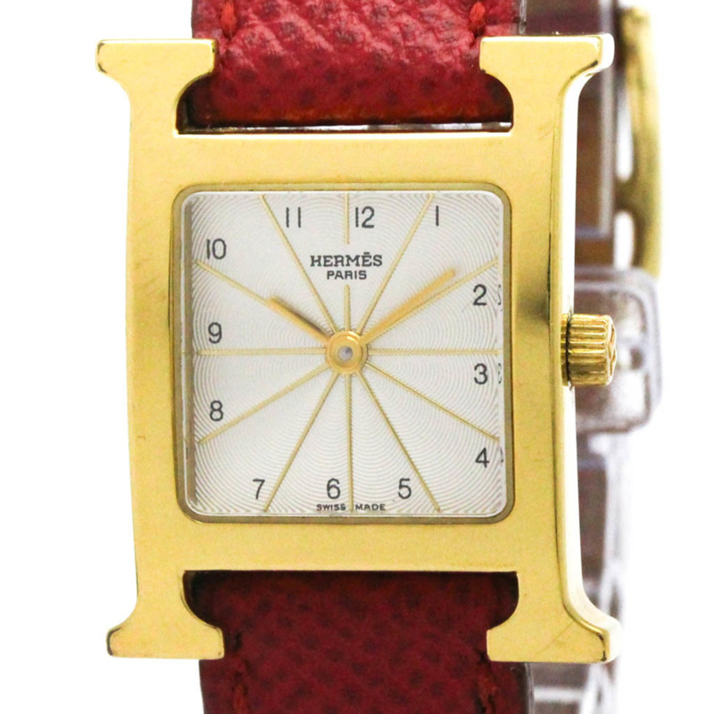 愛馬仕 H 系列鍍金皮革石英女士腕錶 HH1.201-0