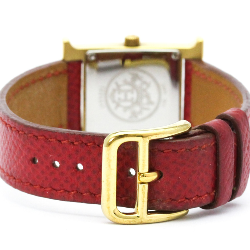 愛馬仕 H 系列鍍金皮革石英女士腕錶 HH1.201-4