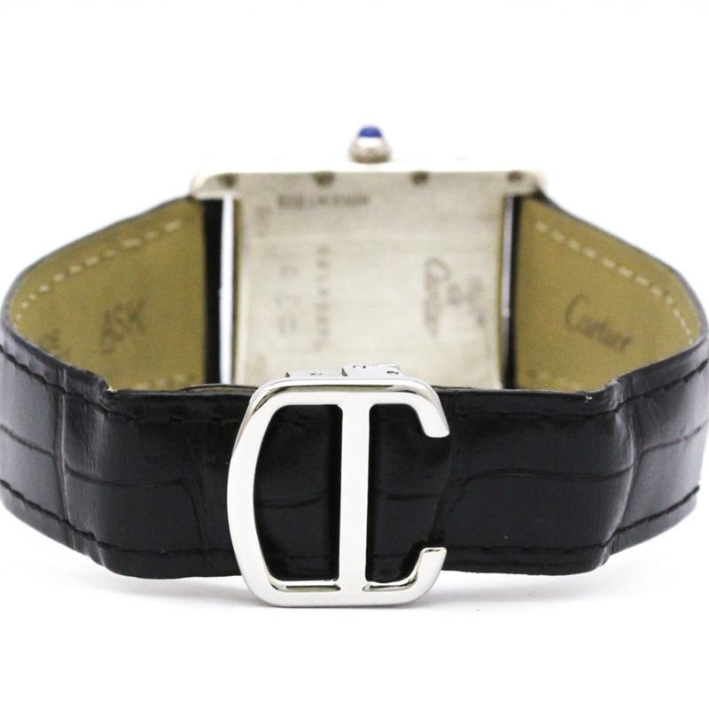 卡地亞 Must Tank 精鋼皮革石英男士腕錶 W1014154 拋光-4