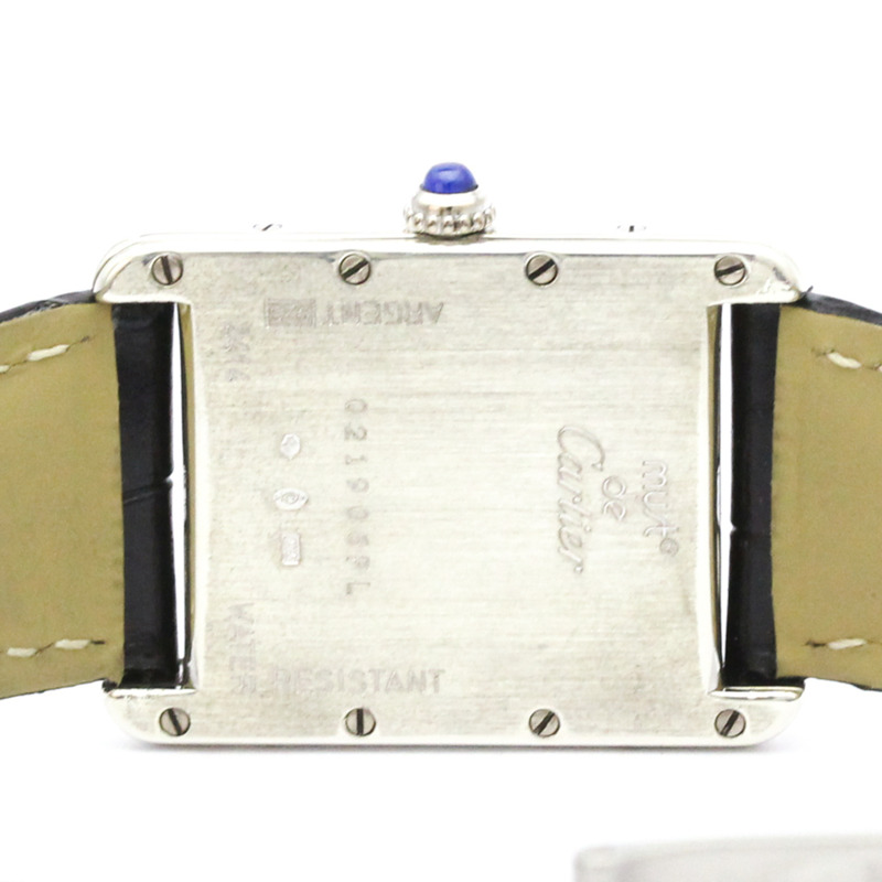 卡地亞 Must Tank 精鋼皮革石英男士腕錶 W1014154 拋光-5