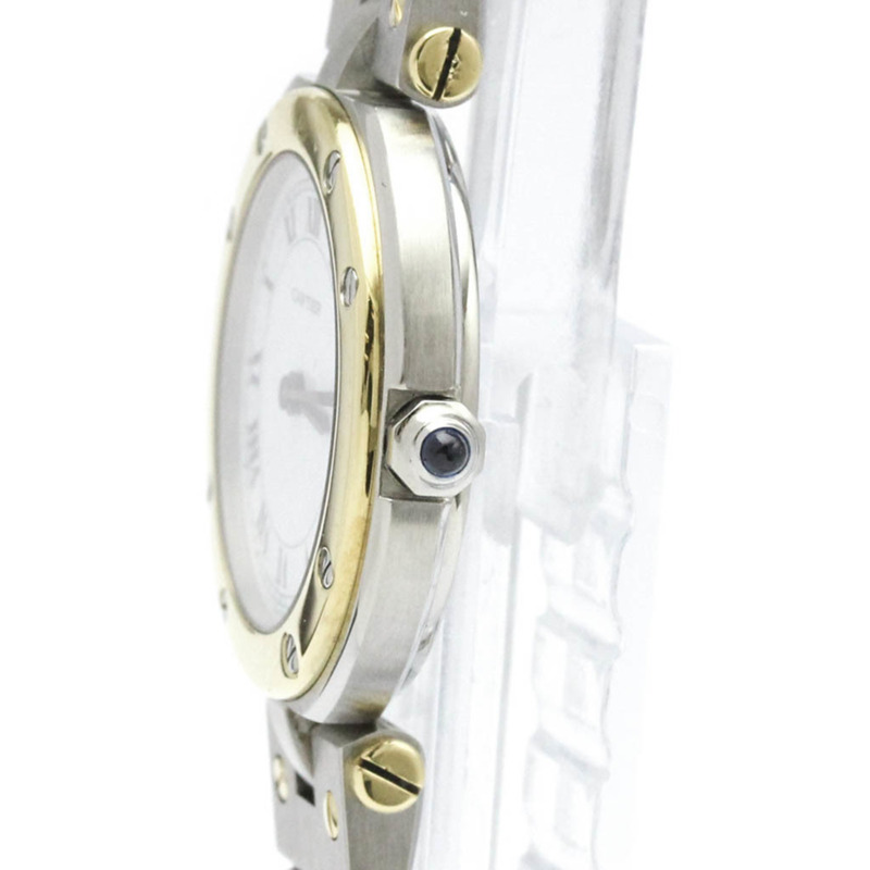 卡地亞 Santos 圓形 18K 金精鋼石英女錶（拋光）-3