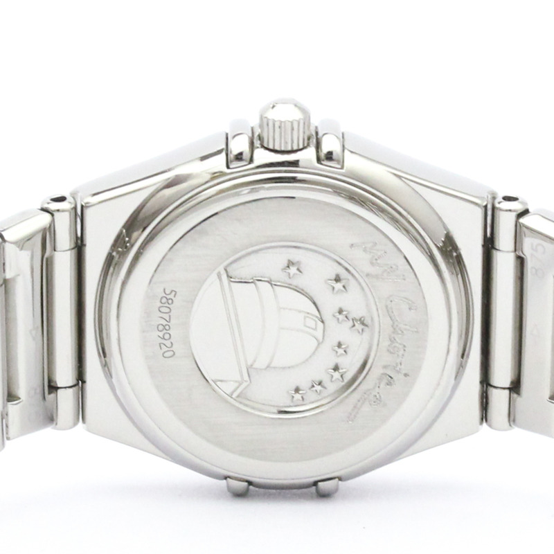 歐米茄星座系列鑽石珍珠母貝錶盤精鋼石英女錶 1566.76 拋光-6