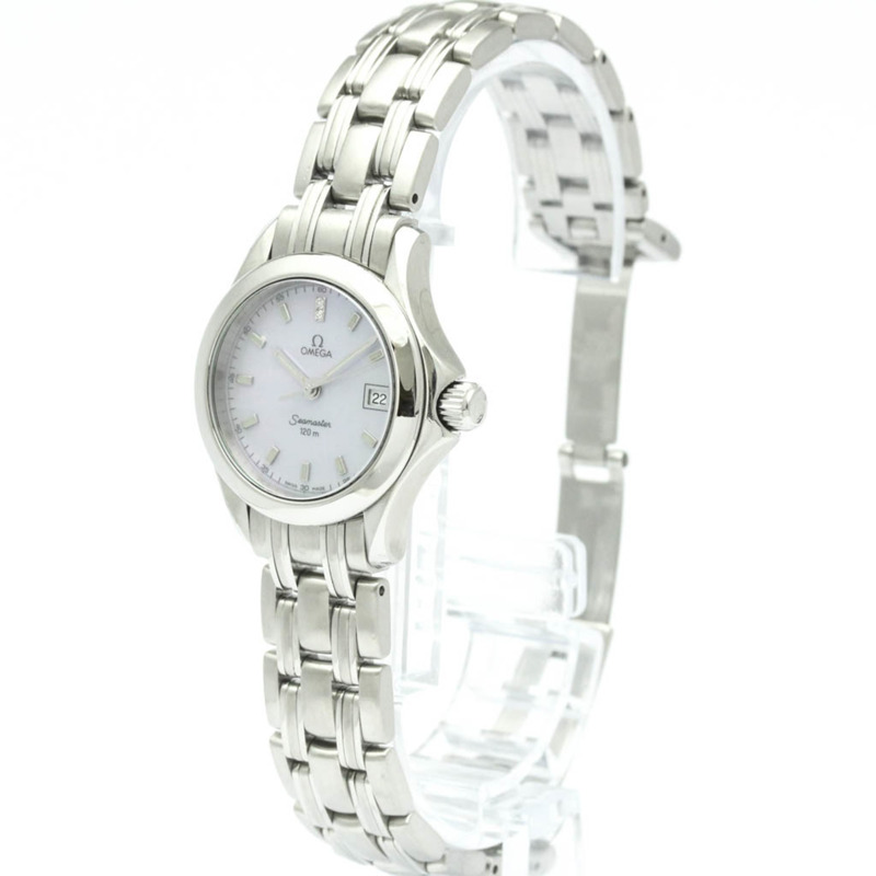 歐米茄海馬系列120公尺鑽石珍珠母貝錶盤女士腕錶 2581.84 拋光-1