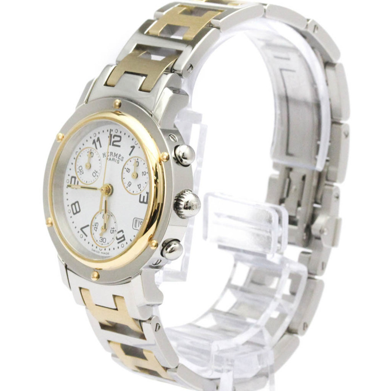 愛馬仕 Clipper 計時碼錶鍍金鋼女士腕錶 CL1.320-1