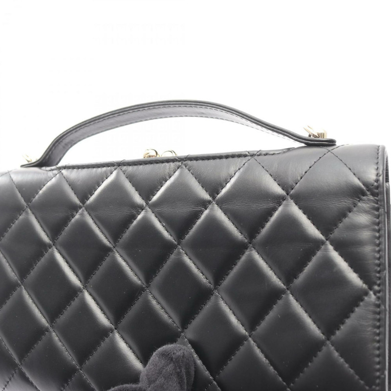 香奈兒絎縫肩背包/手提包,羊皮材質,女士款,黑色 (AP2875)-8
