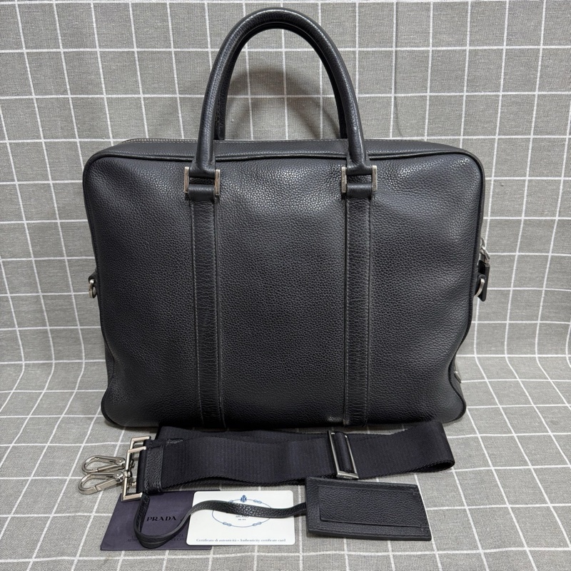 Prada 普拉達 黑色男士公文包,附件:如圖-0