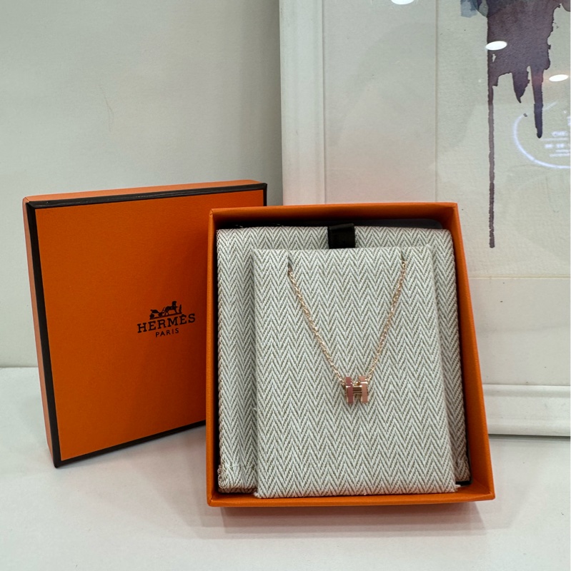 HERMES愛馬仕Pop mini H新款項鍊雙拼色 溫柔又氣質的配色 非常火爆款 25年編碼 全新-1