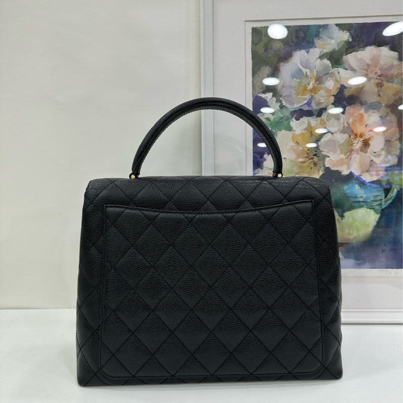 Chanel 香奈兒vintage 黑金魚子醬Kelly手袋公文包,尺寸30*22,卡標都在-2