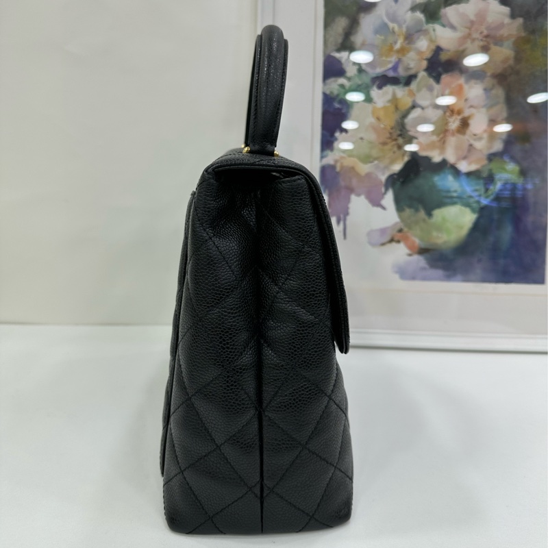 Chanel 香奈兒vintage 黑金魚子醬Kelly手袋公文包,尺寸30*22,卡標都在-3