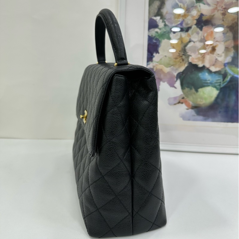 Chanel 香奈兒vintage 黑金魚子醬Kelly手袋公文包,尺寸30*22,卡標都在-4