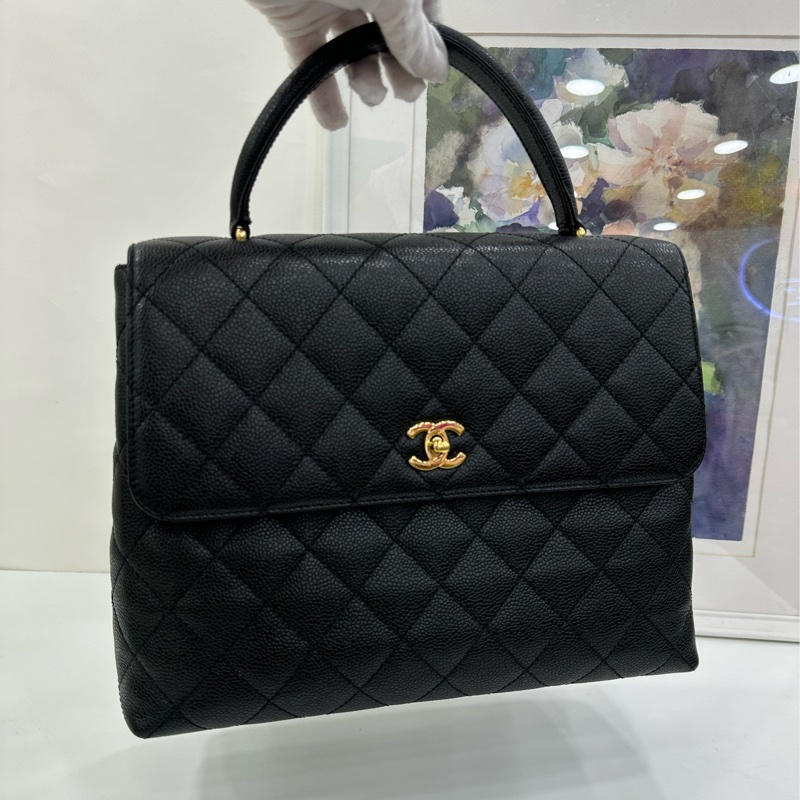 Chanel 香奈兒vintage 黑金魚子醬Kelly手袋公文包,尺寸30*22,卡標都在-6