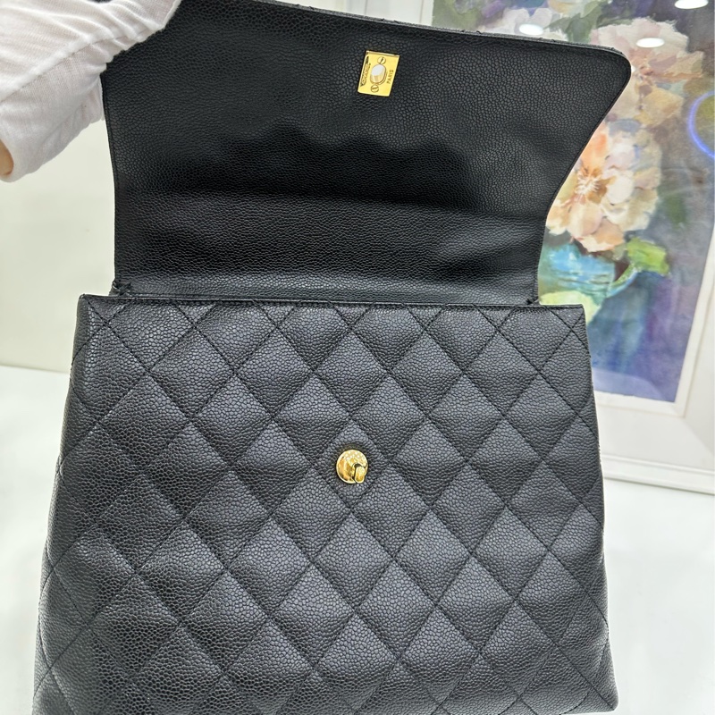 Chanel 香奈兒vintage 黑金魚子醬Kelly手袋公文包,尺寸30*22,卡標都在-7