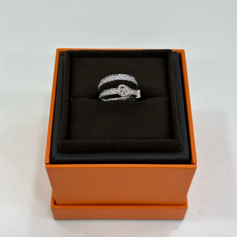 Hermes愛馬仕Etriviere雙層滿鑽戒指 52碼 25年全套-1