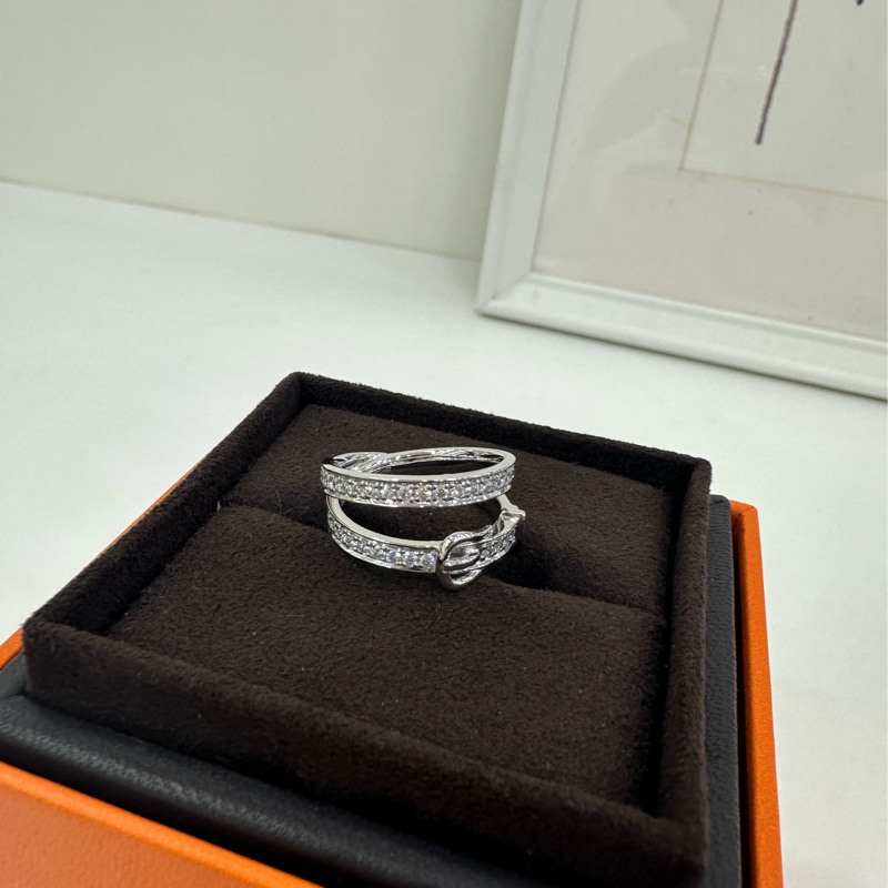 Hermes愛馬仕Etriviere雙層滿鑽戒指 52碼 25年全套-2