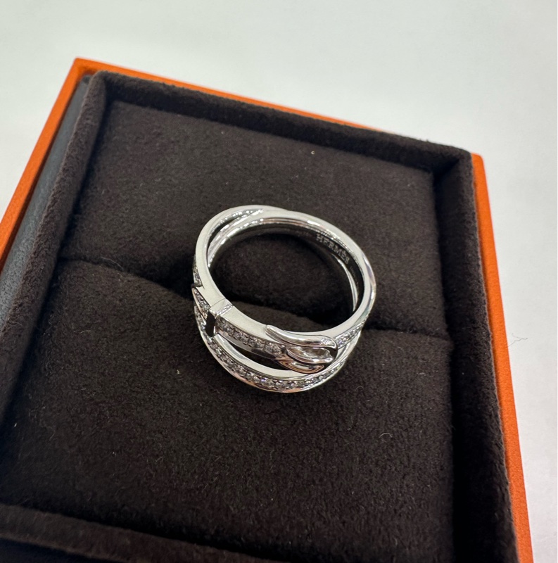 Hermes愛馬仕Etriviere雙層滿鑽戒指 52碼 25年全套-4