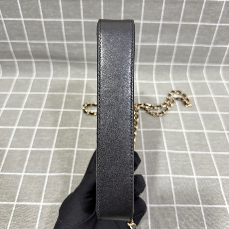 香奈兒/Chanel  黑色菱格  雙C款  底長18.5  成色OK  包型板正  內里乾淨-3