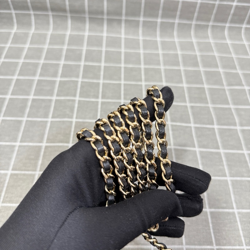 香奈兒/Chanel  黑色菱格  雙C款  底長18.5  成色OK  包型板正  內里乾淨-7