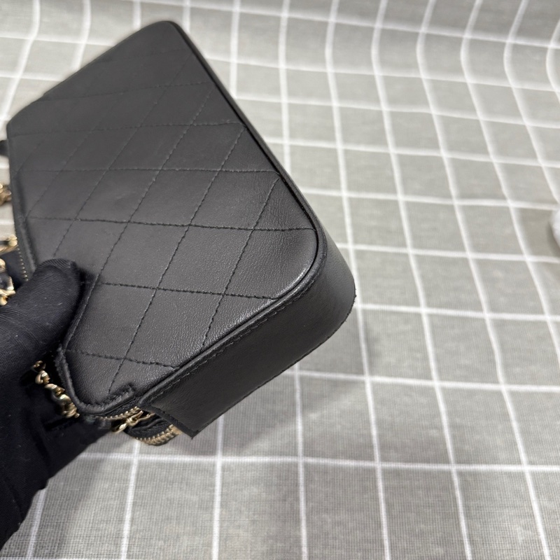 香奈兒/Chanel  黑色菱格  雙C款  底長18.5  成色OK  包型板正  內里乾淨-8