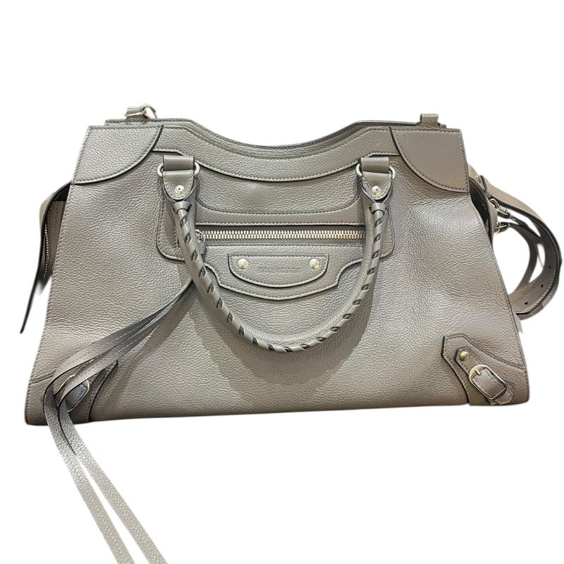 【美收精品】BALENCIAGA灰色大號機車包 5-163-1