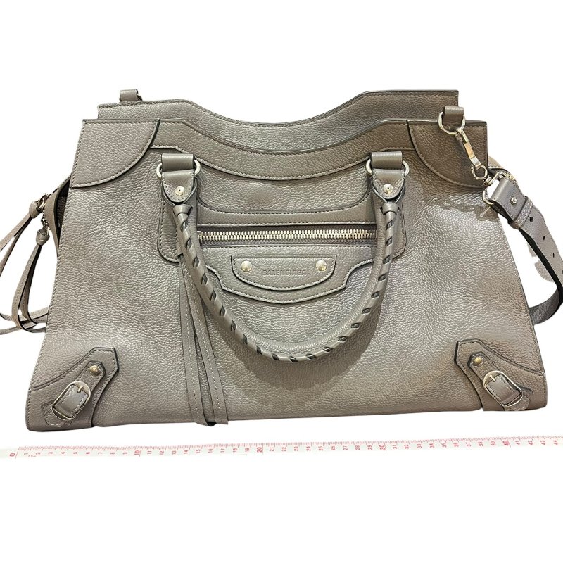 【美收精品】BALENCIAGA灰色大號機車包 5-163-21