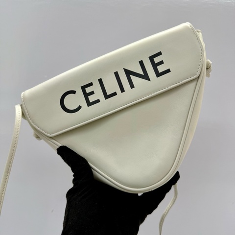 賽琳 CELINE 白色三角形斜/肩背包195903DCS.01BC
