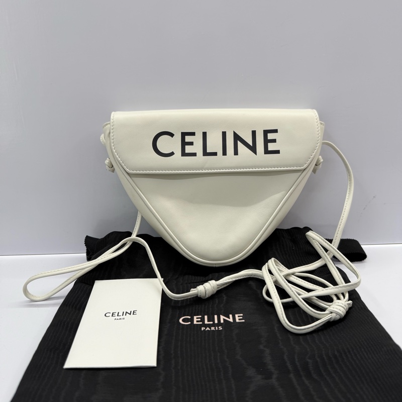 賽琳 CELINE 白色三角形斜/肩背包195903DCS.01BC-2