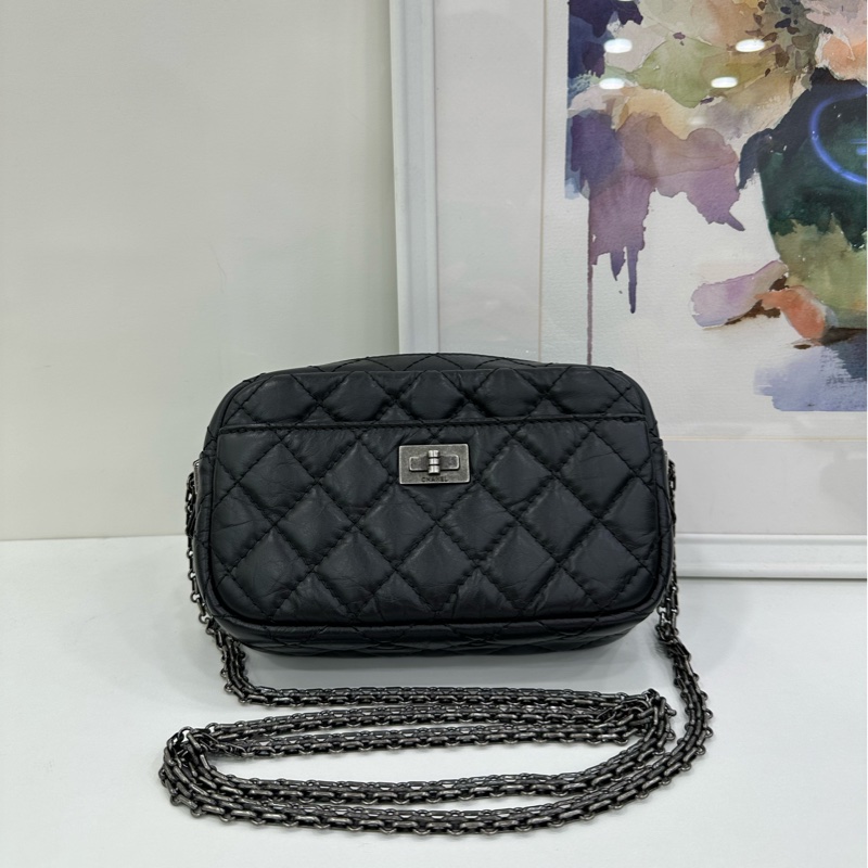 Chanel 香奈兒 2.55 黑銀相機包 25開-1