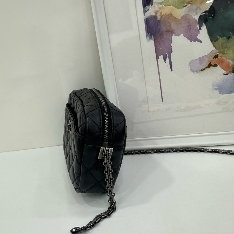 Chanel 香奈兒 2.55 黑銀相機包 25開-4