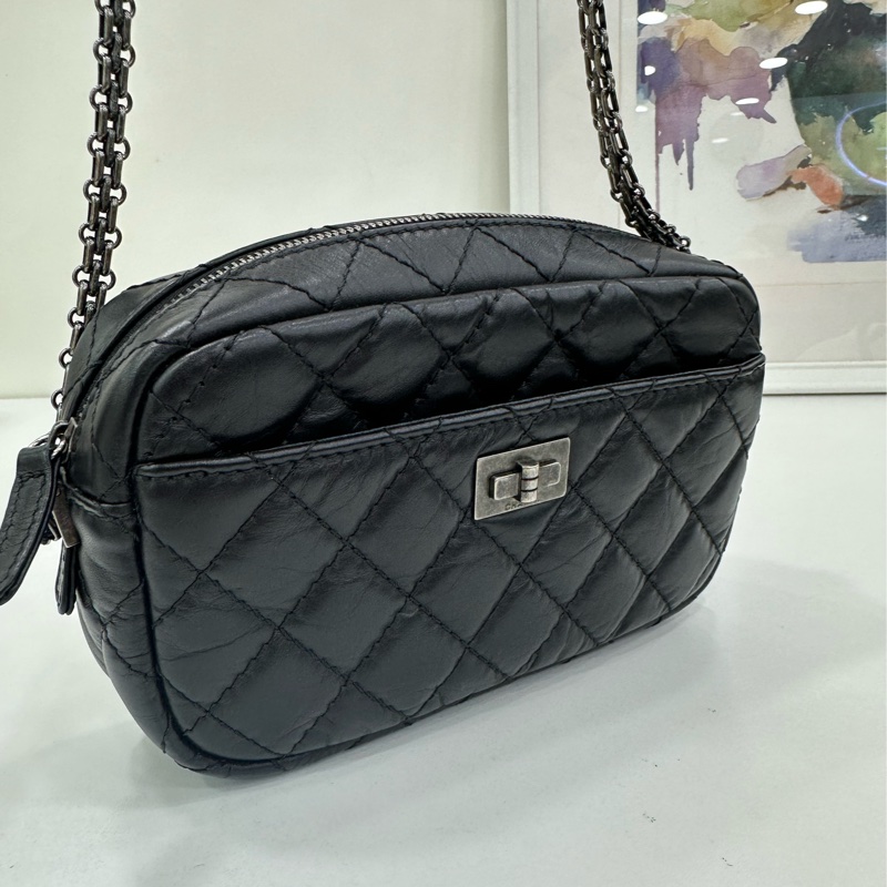Chanel 香奈兒 2.55 黑銀相機包 25開-6