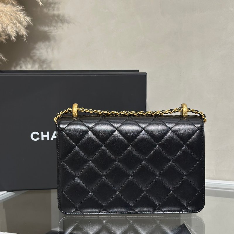 CHANEL 24C雙金球口蓋包 - 中號黑金-4