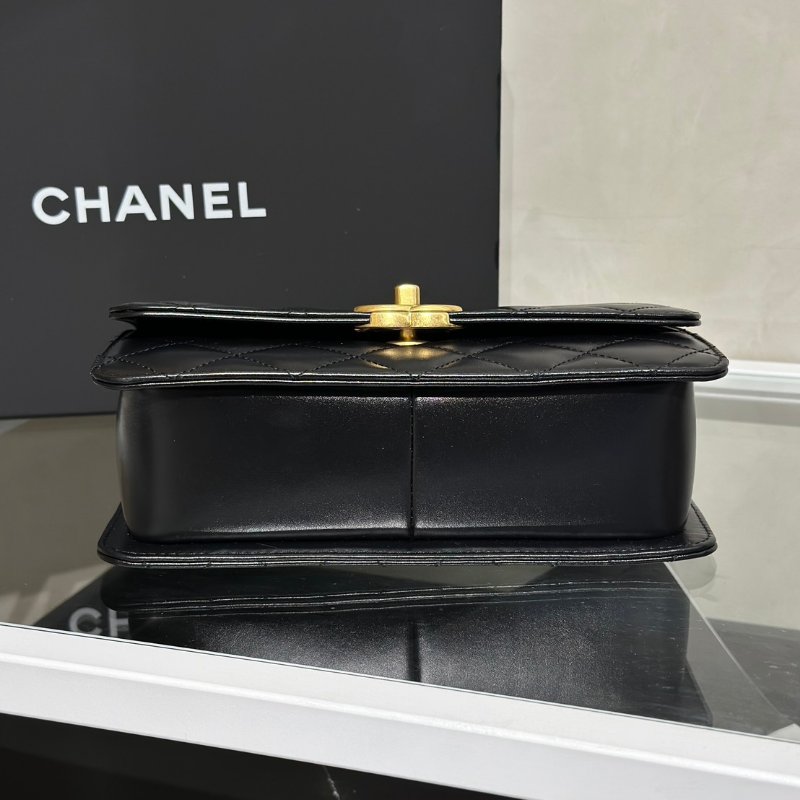 CHANEL 24C雙金球口蓋包 - 中號黑金-5