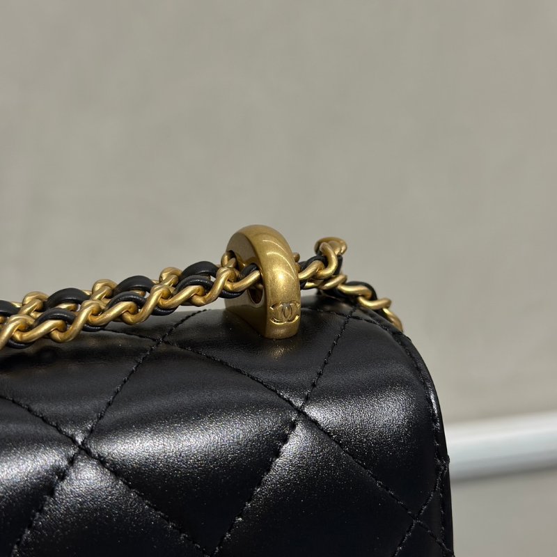 CHANEL 24C雙金球口蓋包 - 中號黑金-8