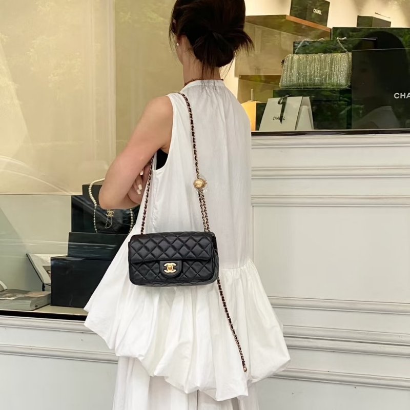 CHANEL 經典口蓋包 Mini CF20 - 金球黑金-1